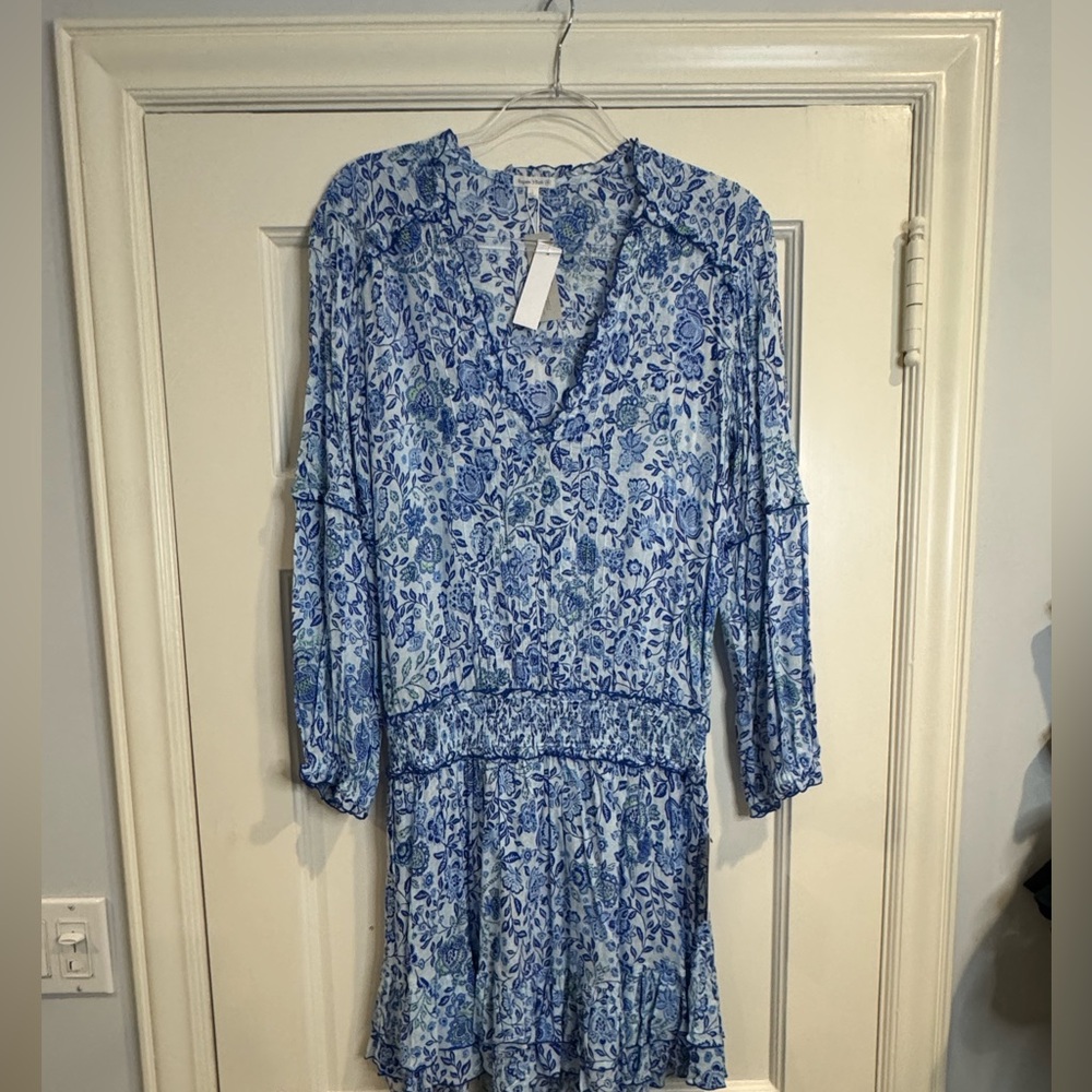 Poupette St. Barth Blue and Green Floral Top